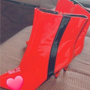 Red Patent Leather Ankle Boots
